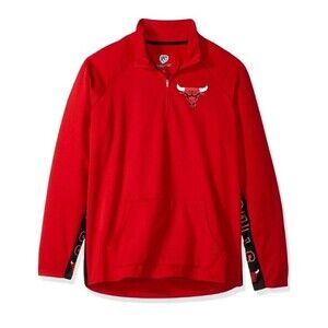 Chicago Bulls Hands High Adult Womens Size Small MVP Quarter Zip Pullover Red